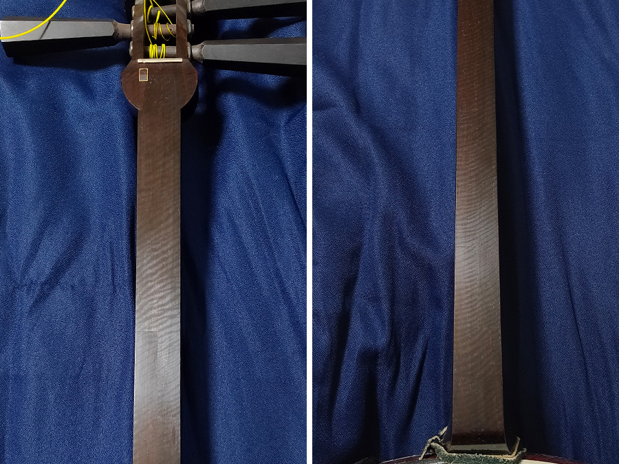 カンベリ直し（上場通し）をした津軽三味線の棹